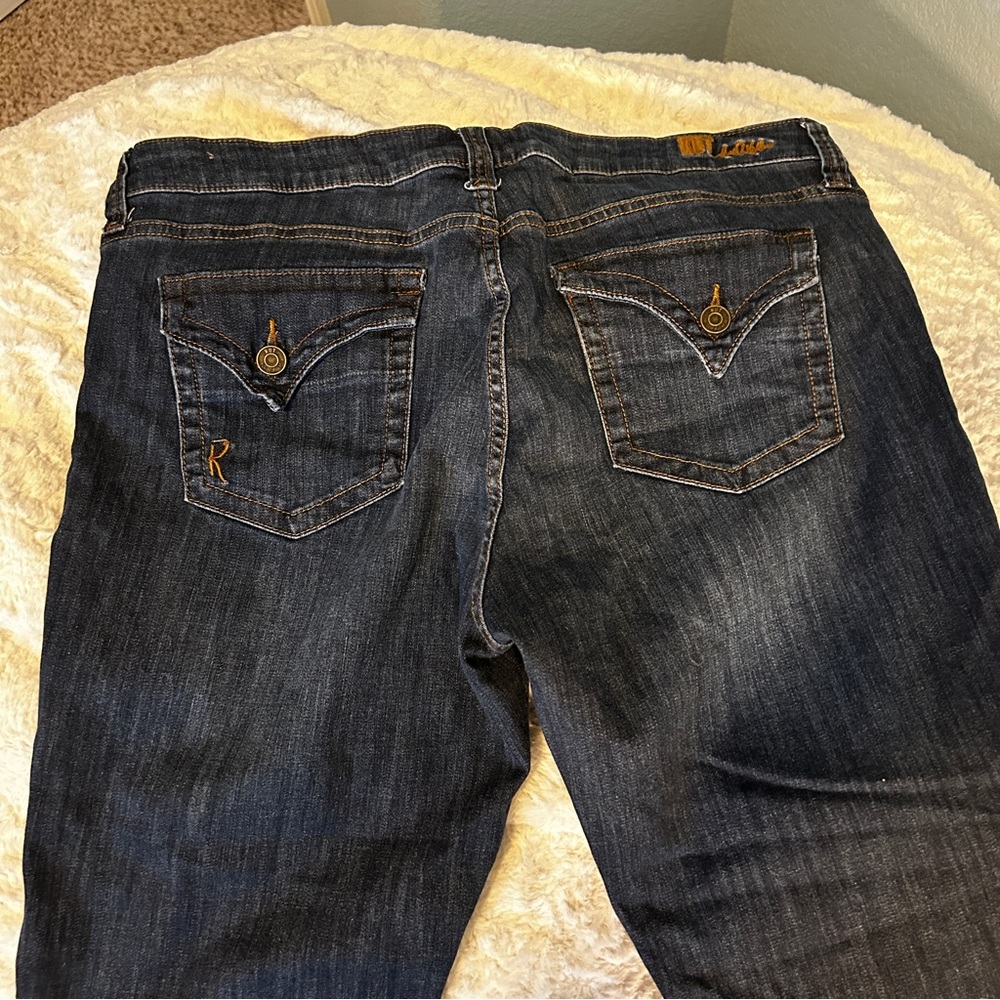 KUT FROM THE KLOTH Bardot Skinny Boyfriend Dark Wash Cropped Jeans Size 14
